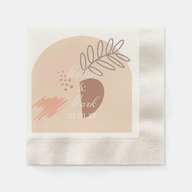 Serviette En Papier Monogramme de forme de terre géométrique à double  (Devant)