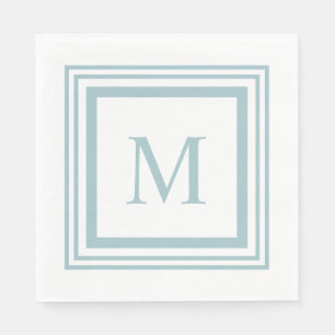 Serviette En Papier Monogramme de la bordure de Seaglass et de carré 