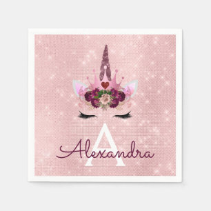Serviette En Papier Monogramme de la licorne Princesse Blush Pink