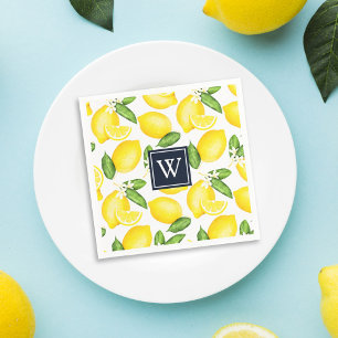 Serviette En Papier Monogramme de la marine botanique Citrus Lemon