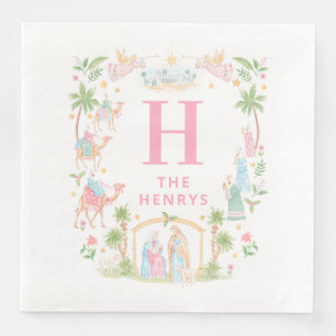 Serviette En Papier Monogramme de la Nativité Pastel