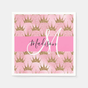 Serviette En Papier Monogramme de la Parties scintillant Glam Pink & G