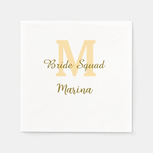 Serviette En Papier Monogramme de la team de la mariée simple shower d (Devant)
