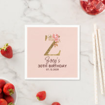 Monogramme de lettre Z oré Roses roses blush