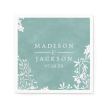 Monogramme de mariage à l'aquarelle florale blanch