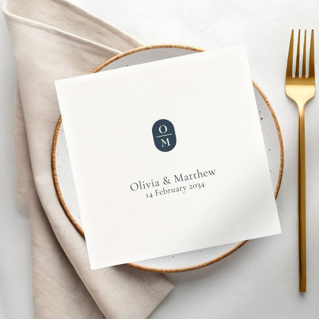 Serviette En Papier Monogramme de mariage chic moderne (Créateur téléchargé)