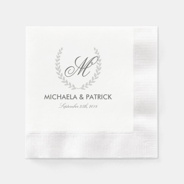 Serviette En Papier Monogramme de mariage de jardin secret (Devant)