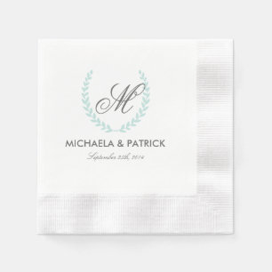 Serviette En Papier Monogramme de mariage de jardin secret