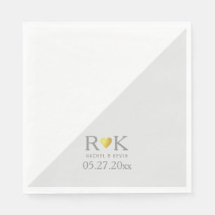 Serviette En Papier monogramme de mariage élégant