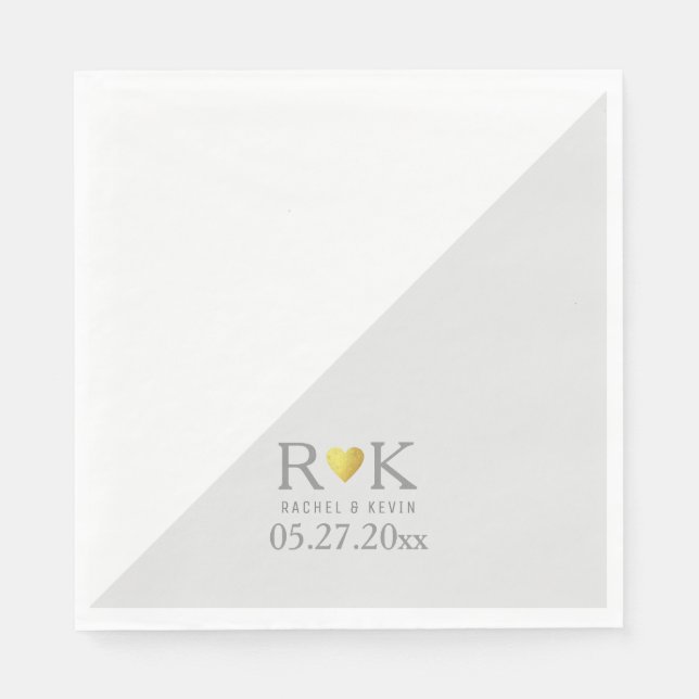 Serviette En Papier monogramme de mariage élégant (Devant)
