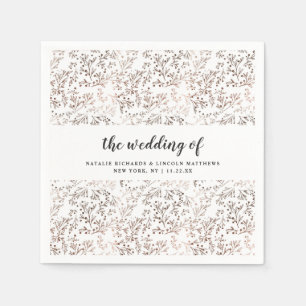 Serviette En Papier Monogramme de mariage en feuille de bois rustique