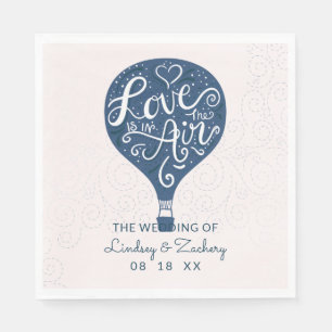 Serviette En Papier Monogramme de mariage en lettres manuscrites Navy