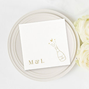 Serviette En Papier Monogramme de mariage personnalisé Champagne Pop G