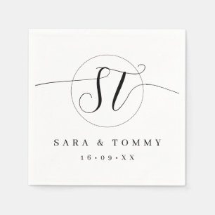 Serviette En Papier Monogramme de mariée et de chambre moderne Mariage