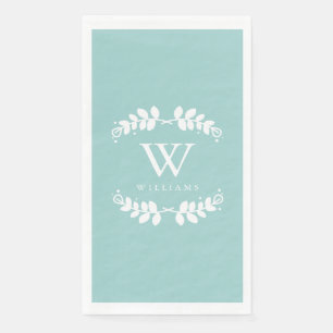 Serviette En Papier Monogramme de menthe moderne