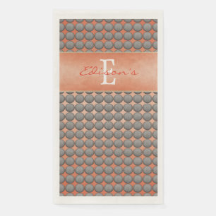 Serviette En Papier Monogramme de Motif à points de polka orange et g