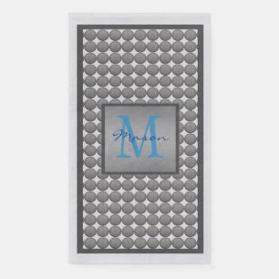 Serviette En Papier Monogramme de Motif de points Polka bleus et gris