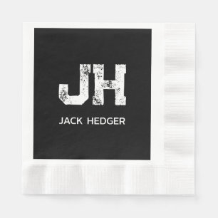 SERVIETTE EN PAPIER MONOGRAMME DE NOM À DEUX LETTRES BLANC MINIMALISTE