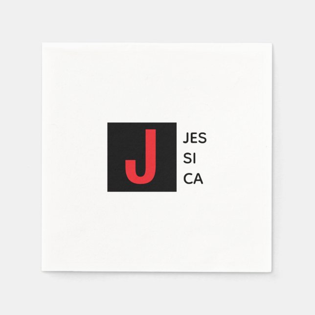 Serviette En Papier Monogramme de nom professionnel élégant moderne (Devant)