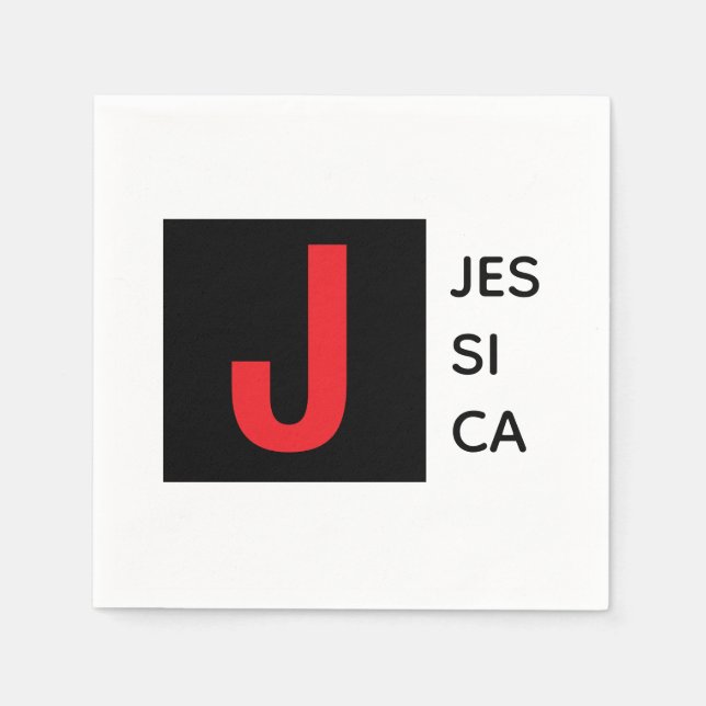 Serviette En Papier Monogramme de nom professionnel élégant moderne (Devant)