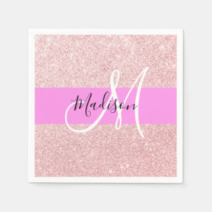 Serviette En Papier Monogramme de Parties scintillant dorée Glam Blus