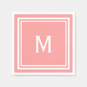 Serviette En Papier Monogramme de pastèque moderne et élégant ou de co