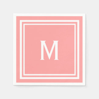 Serviette En Papier Monogramme de pastèque moderne et élégant ou de co