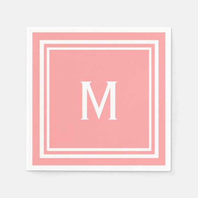 Serviette En Papier Monogramme de pastèque moderne et élégant ou de co (Devant)