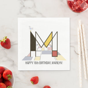 Serviette En Papier Monogramme de style néoplasticisme frappant. Lettr