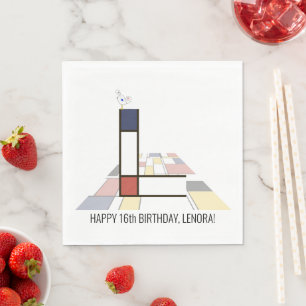 Serviette En Papier Monogramme de style néoplasticisme frappant. Lettr