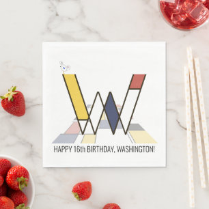 Serviette En Papier Monogramme de style néoplasticisme frappant. Lettr