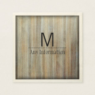 Serviette En Papier Monogramme de texture de grain de bois #2