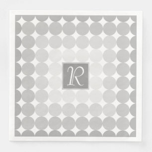 Serviette En Papier Monogramme des cercles gris modernes