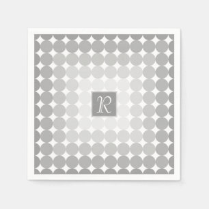 Serviette En Papier Monogramme des cercles gris modernes
