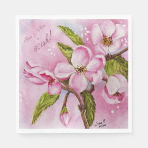 SERVIETTE EN PAPIER MONOGRAMME DES FLEURS DE POMMES ROSES