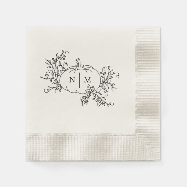 Serviette En Papier Monogramme des vignes citrouilles (Devant)