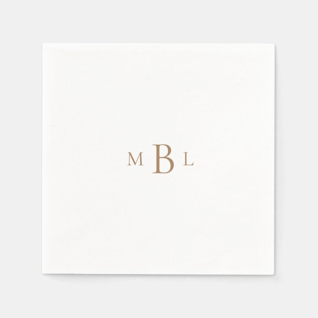 Serviette En Papier Monogramme d'or Blanc mariage élégant Cocktail II (Devant)