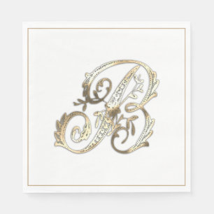 Serviette En Papier Monogramme doré orné vintage B