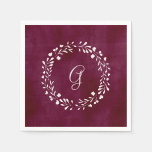 Serviette En Papier Monogramme élégant de Marsala avec la guirland