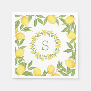 Serviette En Papier Monogramme Élégant de Verdure de Citrons