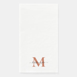 Serviette En Papier Monogramme élégant et simple en terre cuite avec f
