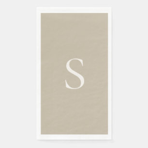 Serviette En Papier Monogramme élégant minimaliste taupe et crème