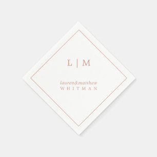 Serviette En Papier Monogramme Élégant Rose Simple Pour Mariage