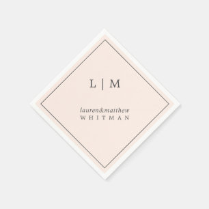Serviette En Papier Monogramme Élégant Rose Simple pour Mariage