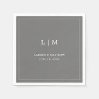 Monogramme Élégant Simple Gris Foncé pour Mariage