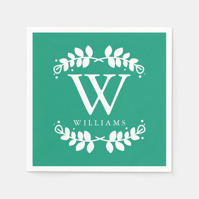 Serviette En Papier Monogramme Emerald Green (Devant)