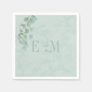 Serviette En Papier Monogramme Eucalyptus Foliage Chic Mariage
