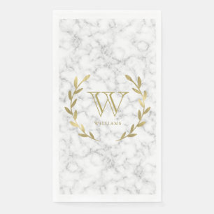 Serviette En Papier Monogramme Faux Gold Foil sur texture de marbre