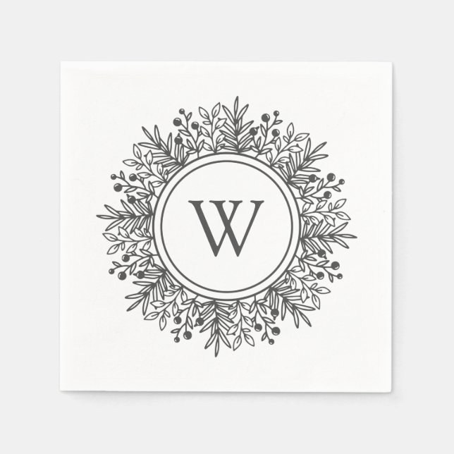 Serviette En Papier Monogramme flocon de neige (Devant)