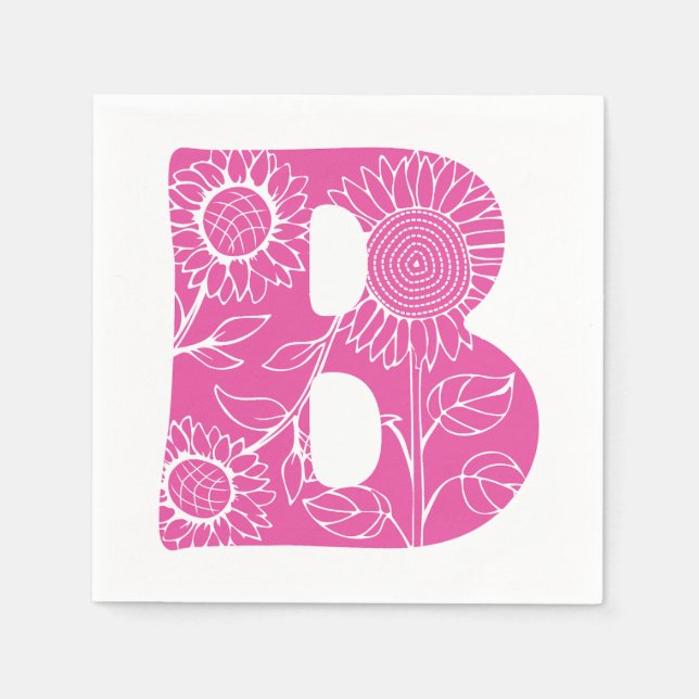 Serviette En Papier monogramme floral B lettre majuscule (Devant)